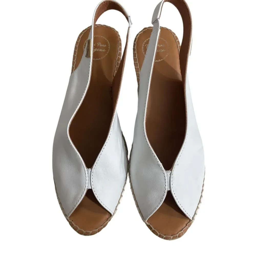 Toni Pons Original 42 (11) White Bernia-p Espadrille Wedge Leather‎ Sandal